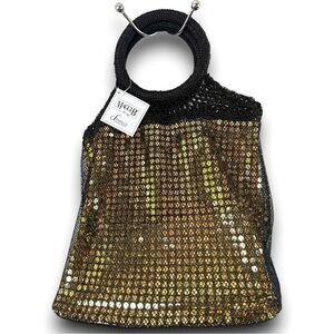 NWT Maggi B Sparkle Collection Gold Crochet Tote